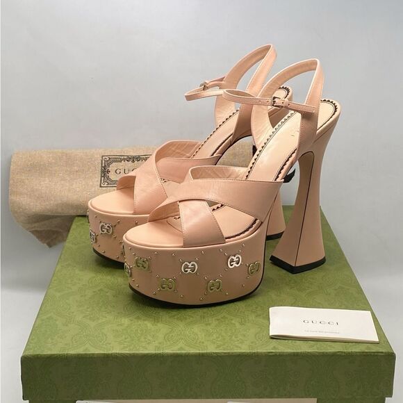 Gucci Interlocking GG stud-detailed platform sandals size 40 - Picture 11 of 13